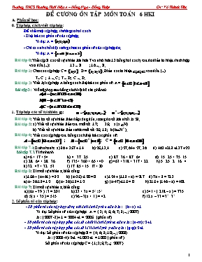 Đề cương ôn tập môn Toán 6 HKI